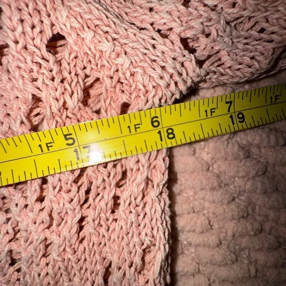 Free People Pointelle Knit Collared Sweater, Mauve Rose, Size M